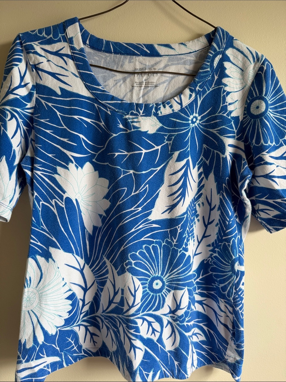 2 for $20. Talbots Blue and White Floral Long Sleeve Scoop Neck Top